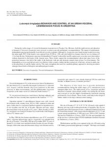 Lutzomyia longipalpis BEHAVIOR AND CONTROL