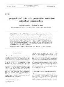 Lysogenic and lytic viral production in marine ... - Inter Research
