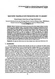 MACHINE TRANSLATION FROM ENGLISH TO ARABIC - ipcbee