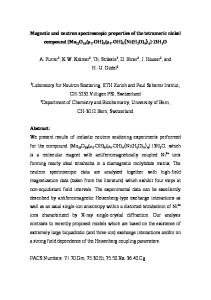 Magnetic and neutron spectroscopic properties of the ... - arXiv