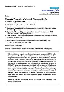 Magnetic Properties of Magnetic Nanoparticles for