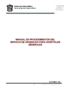 Manual de Procedimientos del Servicio de Urgencias para Hospitales