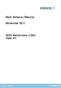 Mark Scheme (Results) November 2011 - Mr Barton Maths