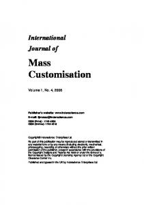 Mass Customisation - Mass Customization