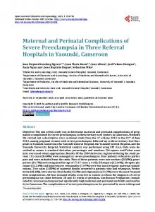 Maternal and Perinatal Complications of Severe Preeclampsia in ...