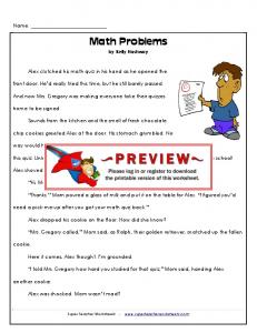 Math Problems (Fiction) - Super Teacher Worksheets