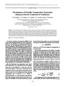 Mechanisms of Metallic Nanoparticle Generation ... - Springer Link
