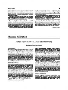 Medical Education - The National Medical Journal of India, On the ...