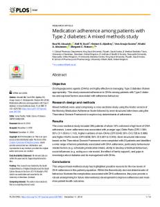 Medication adherence among patients with Type 2 diabetes - PLOS