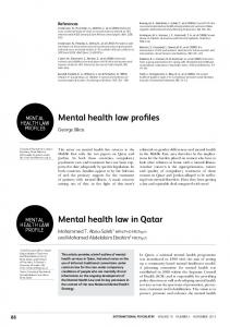 Mental health law profiles Mental health law in Qatar