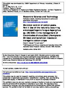 Microbial control of cotton pests. Part I: Use of the