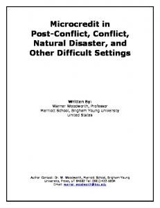 Microcredit in Post-Conflict, Conflict, Natural Disaster, and Other ...