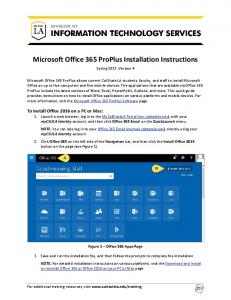 Microsoft Office 365 ProPlus Installation Instructions