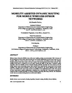 mobility assisted dynamic routing for mobile wireless sensor networks