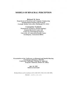 models of binaural perception - Semantic Scholar