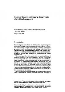 Models of Government Blogging: Design Trade- offs in ... - CiteSeerX