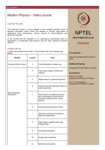 Modern Physics - Video course Physics - nptel