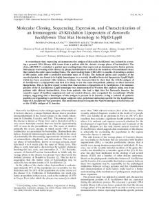 Molecular Cloning, Sequencing, Expression, and Characterization of ...