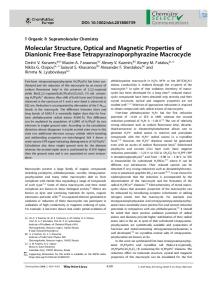 Molecular Structure, Optical and Magnetic Properties ...
