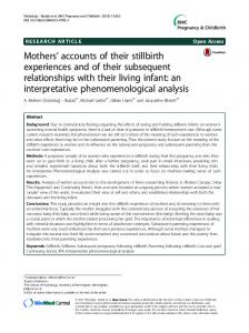 Mothers' accounts of their stillbirth experiences and of their ...