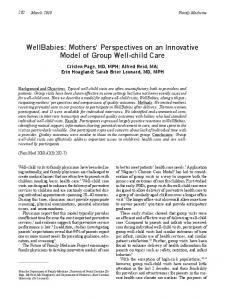Mothers' Perspectives on an Innovative Model of Group Well-child Care