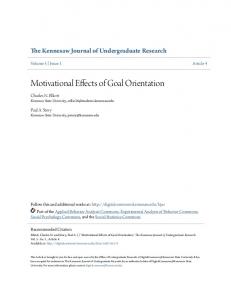 Motivational Effects of Goal Orientation - Digital Commons ...