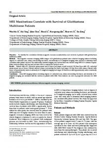 MRI Manifestions Correlate with Survival of Glioblastoma Multiforme ...