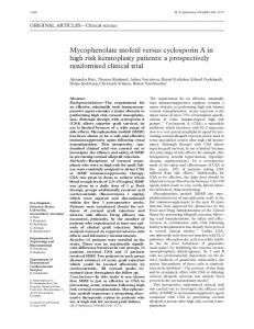 Mycophenolate mofetil versus cyclosporin A in high risk ... - NCBI