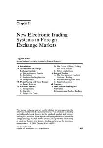 New Electronic Trading Systems in Foreign Exchange Markets