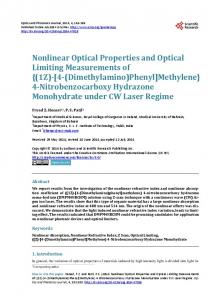 Nonlinear Optical Properties and Optical Limiting