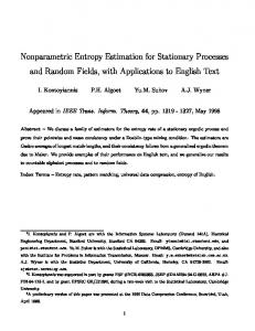 Nonparametric Entropy Estimation for Stationary ... - CiteSeerX