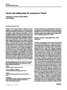 Norms and reading times for acronyms in French - LEAD