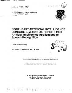 NORTHEAST ARTIFICIAL INTELLIGENCE Artificial Intelligence ...