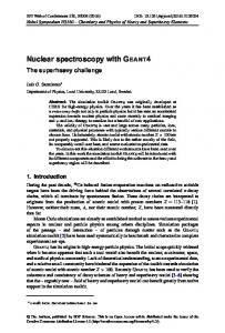 Nuclear spectroscopy with Geant4 - The ... - EPJ Web of Conferences