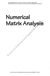 Numerical Matrix Analysis - North Carolina State University