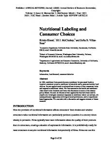 Nutritional Labeling and Consumer Choices - Kristin Kiesel