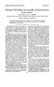 Obligate Thymidine Auxotrophs ofPseudomonas - Journal of ...