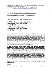 On the Evolution of Phenomenal Consciousness Evolution de ... - arXiv