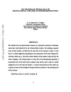 ON THE ROLE OF INITIAL DATA IN GRAVITATIONAL COLLAPSE OF ...