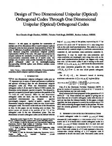 (Optical) Orthogonal Codes - arXiv