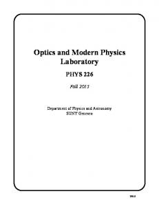Optics and Modern Physics Laboratory - SUNY Geneseo