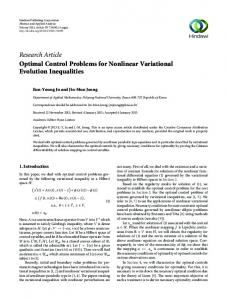 Optimal Control Problems for Nonlinear Variational Evolution ...