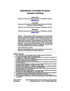 Optimization of ultrafast all-optical resonator switching - OSA Publishing