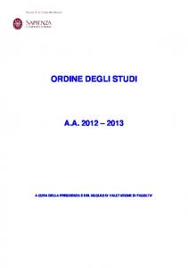 Ordine degli studi 2012/13 - Sapienza