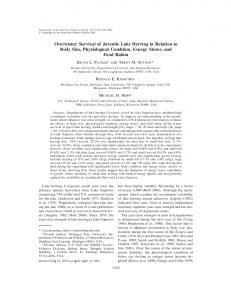 Overwinter Survival of Juvenile Lake Herring in Relation to Body Size ...