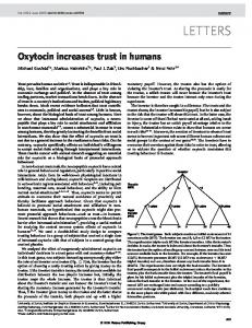 Oxytocin increases Trust in Humans - Department of Economics