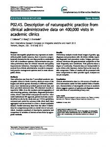 P02.45. Description of naturopathic practice from clinical ...