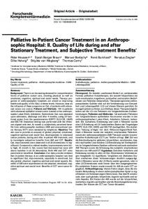 Palliative In-Patient Cancer Treatment in an ... - Semantic Scholar