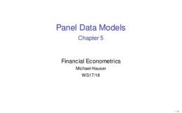 Panel Data Models - Chapter 5