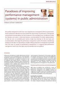 Paradoxes of improving performance management - Archive of ...